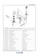Technische Zeichnung eines Kludi-Wannenfüll- und Brausemischers mit Bauteilnummern und Beschreibungen von Einzelteilen. Komponenten sind schematisch angeordnet.